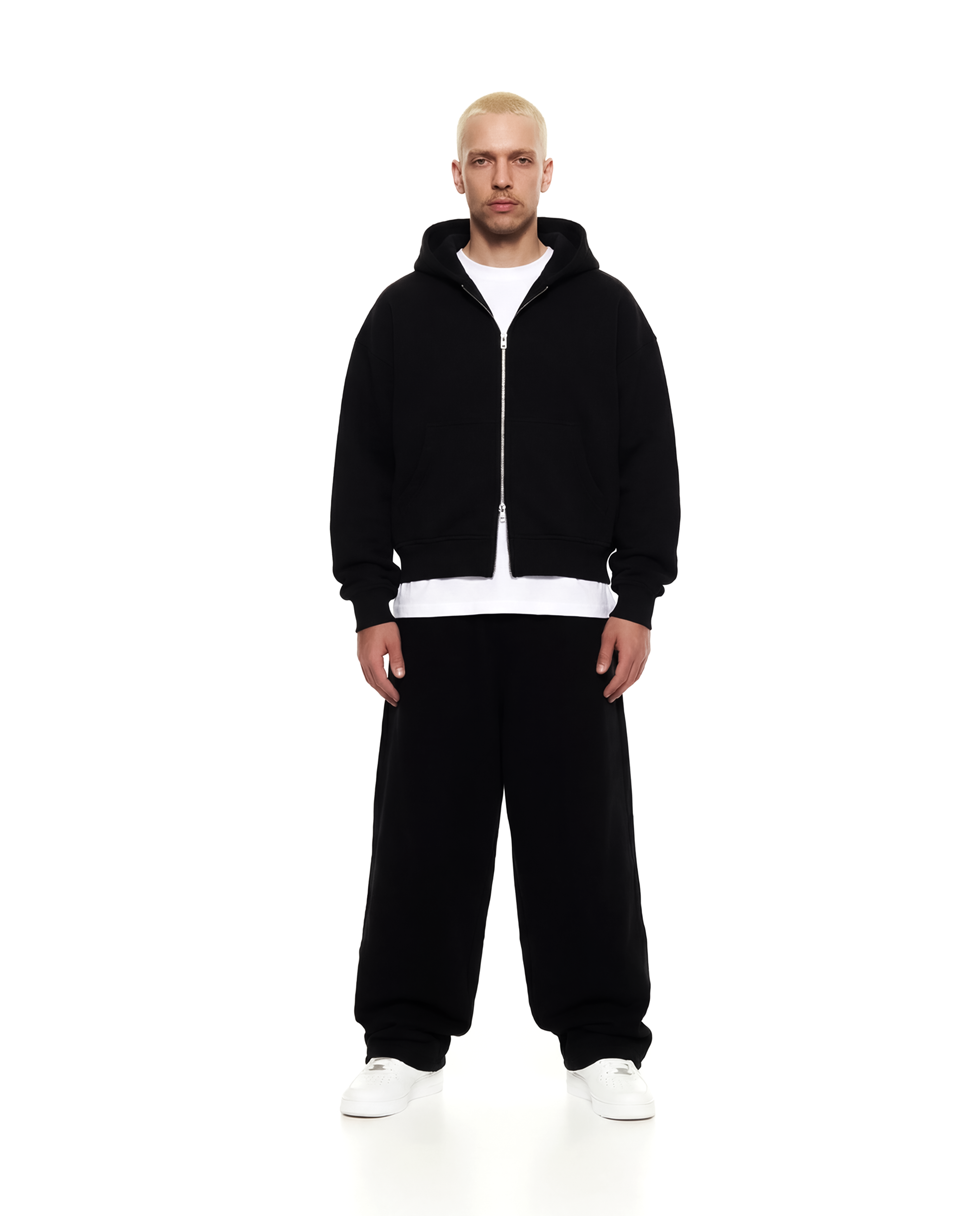 Double Zipper Sweater — Basalt Black